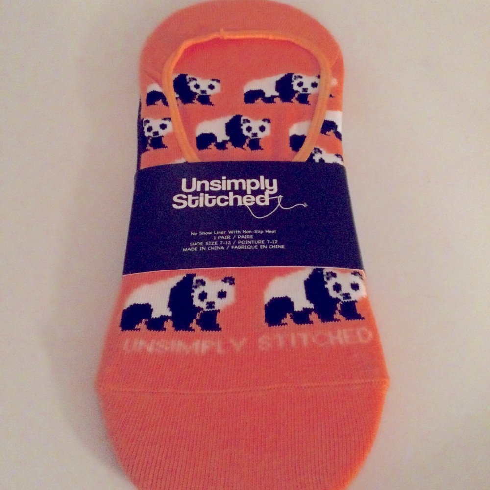UNSIMPLY STITCHED NO SHOW LINER SOCKS PANDA PRINT OS NWT